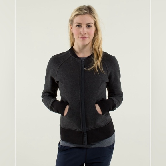 Lululemon Women’s Scuba Hoodie Detachable Hood 10 Heathered Black cotton fleece - Picture 5 of 15